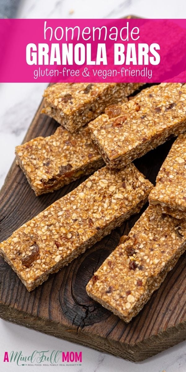 Simple, wholesome ingredients come together to create a chewy homemade healthy granola bar with only 5 minutes of active prep work. These no bake granola bars are not only gluten-free, vegan friendly, naturally sweetened, but they can also be made nut free as well. They are a perfect sweet treat that is guilt free. 