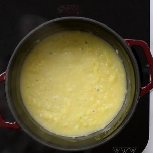 Roux for Broccoli Cheddar Soup in stock pan