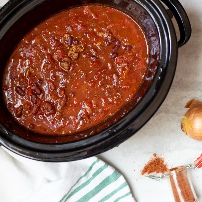 Chili inside crockpot