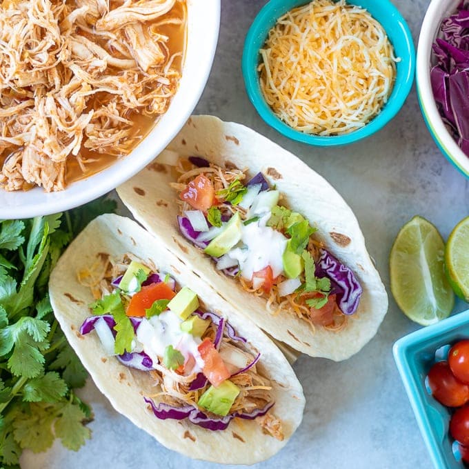 Chicken Tacos made with Instant Pot Shredded Mexican Chicken