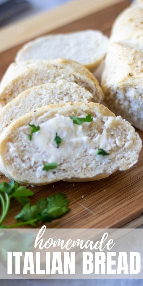 Homemade Italian Bread is one of the easiest breads to make at home. It is a low-fat, classic recipe made with basic pantry staples. It has a crusty, flavorful crust and a soft, tender interior and is absolutely delicious. It is perfect to serve alongside soup, pasta, or to use for garlic bread. 