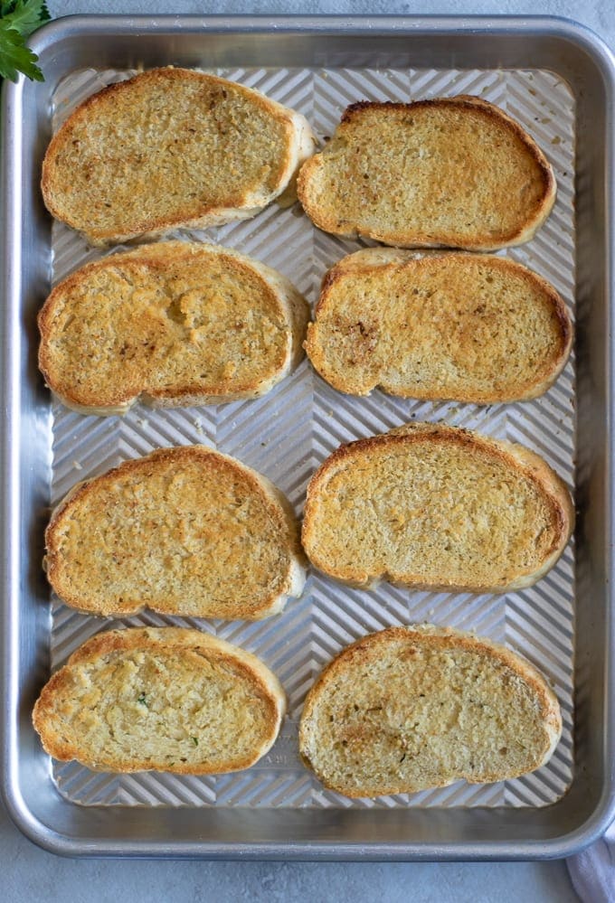 Toasted Garlic Bread on Sheet Pan
