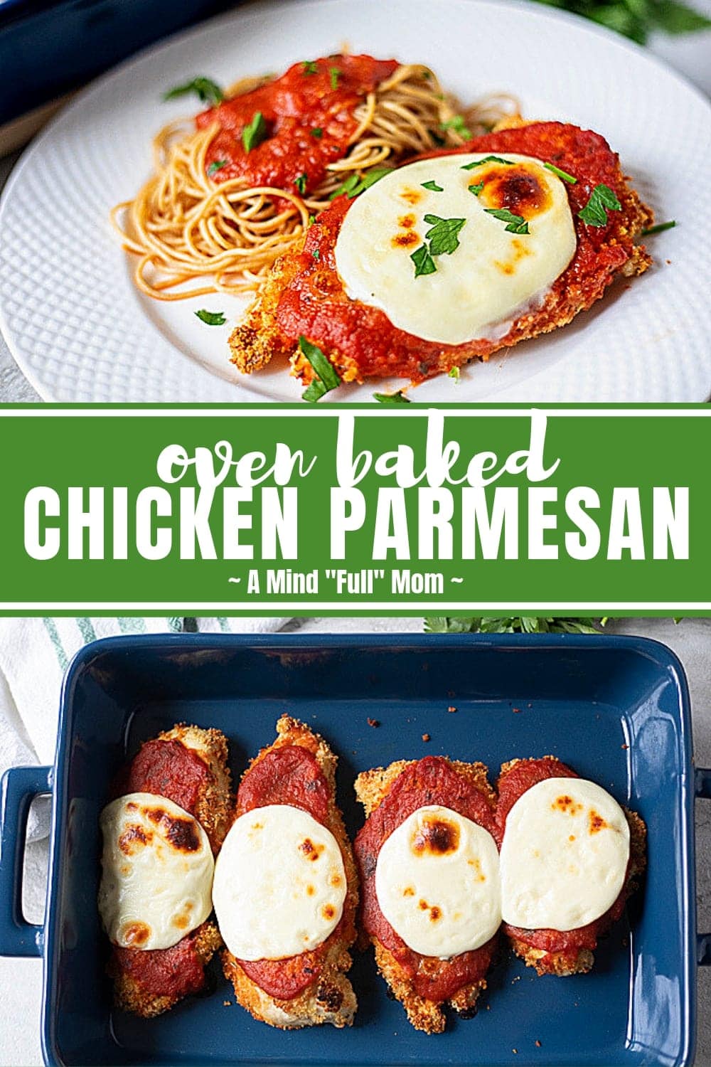 Everyone licks their plates clean when I serve up this Oven Baked Chicken Parmesan. This recipe for Baked Chicken Parmesan is crispy, tender, and flavorful just like the classic Italian favorite, yet it is significantly lightened up.