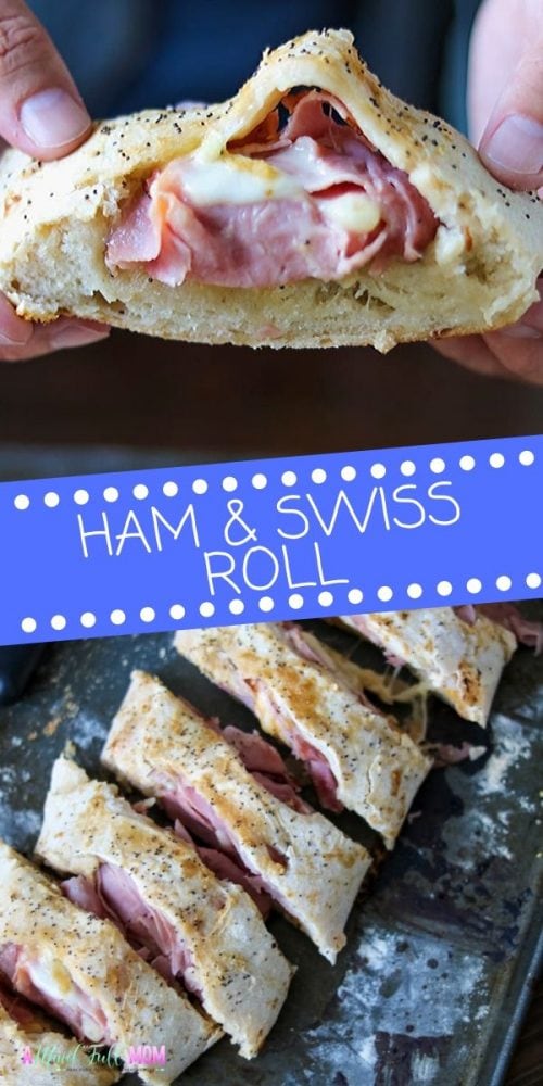 Looking for creative uses for leftover ham? Look no further than this Ham and Swiss Roll! Look no further than this Ham Roll! Ham and Swiss cheese are stuffed into bread dough, glazed with sweet and tangy glaze, and then baked to perfection. This is one delicious twist on a ham sandwich! 