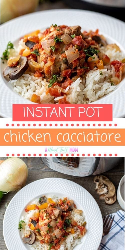 The process for Classic Chicken Cacciatore is sped up with the Instant Pot, but the flavor of this classic Italian dish remains the same! Made in a rich, hearty tomato sauce seasoned with capers, tomatoes, peppers, and onions, this Chicken Cacciatore recipe is easy and delicious! It is a great Instant Pot Chicken Thigh recipe and is a perfect family dinner!