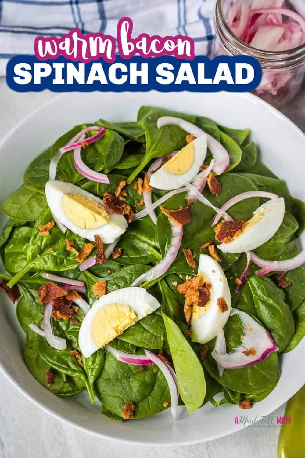 This Spinach Bacon Salad is an easy, yet impressive salad recipe. Made with tenderspinach, hard-boiled eggs, crispy bacon, and a warm bacon dressing, this spinach salad is packed with incredible flavor.