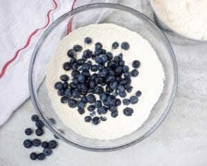 Blueberry Pancake Dry Ingredients in Mixing Bowl