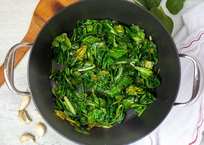 Wilted Spinach in Pan