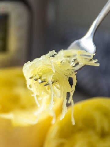 Forkful of Perfectly Cooked Instant Pot Spaghetti Squash