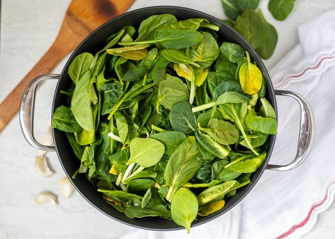 Fresh Spinach in Pan