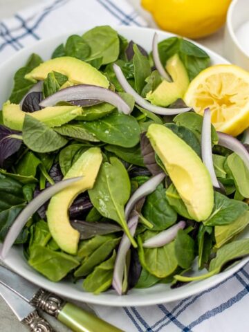 White Bowl with Spinach Salad