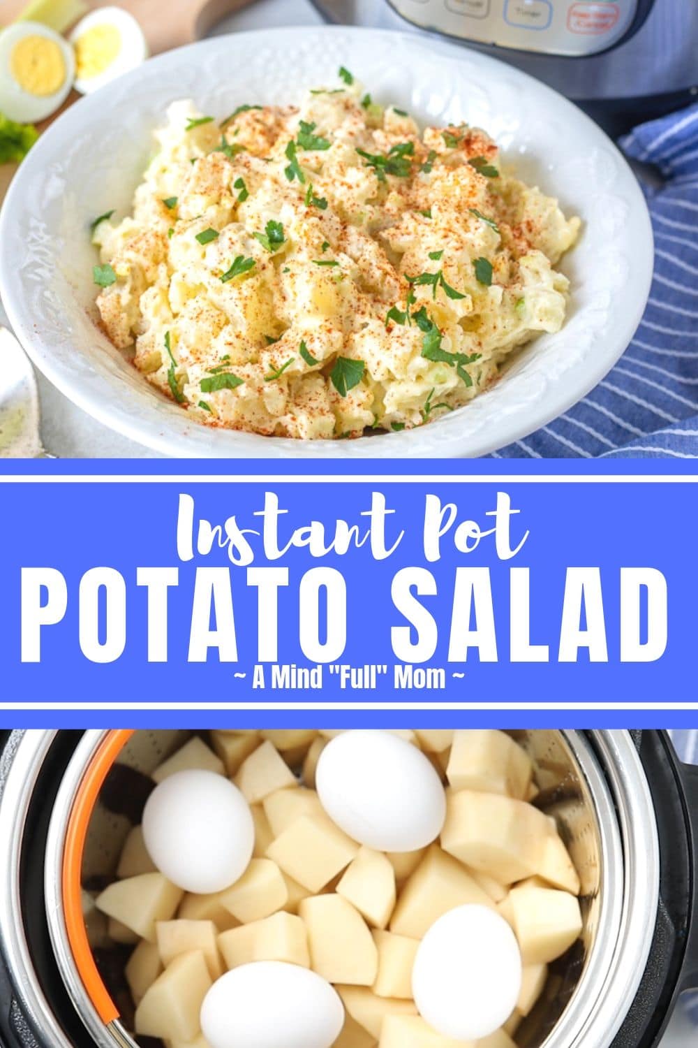 This Instant Pot Potato Salad makes making classic potato salad so much faster! By cooking the eggs and potatoes together perfectly in the pressure cooker, the prep time on potato salad has been cut drastically. Then the potatoes and eggs are tossed together with a classic mayonnaise-based dressing for an out-of-this-world, creamy potato salad.