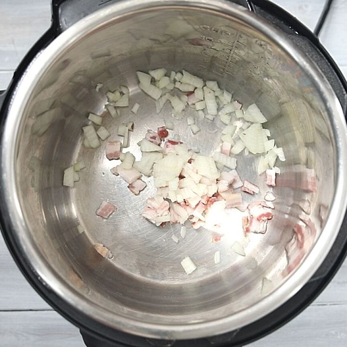 Bacon and Onion in Instant Pot.