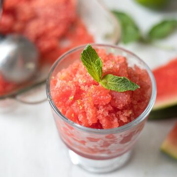 Watermelon Granita in Glass Dish
