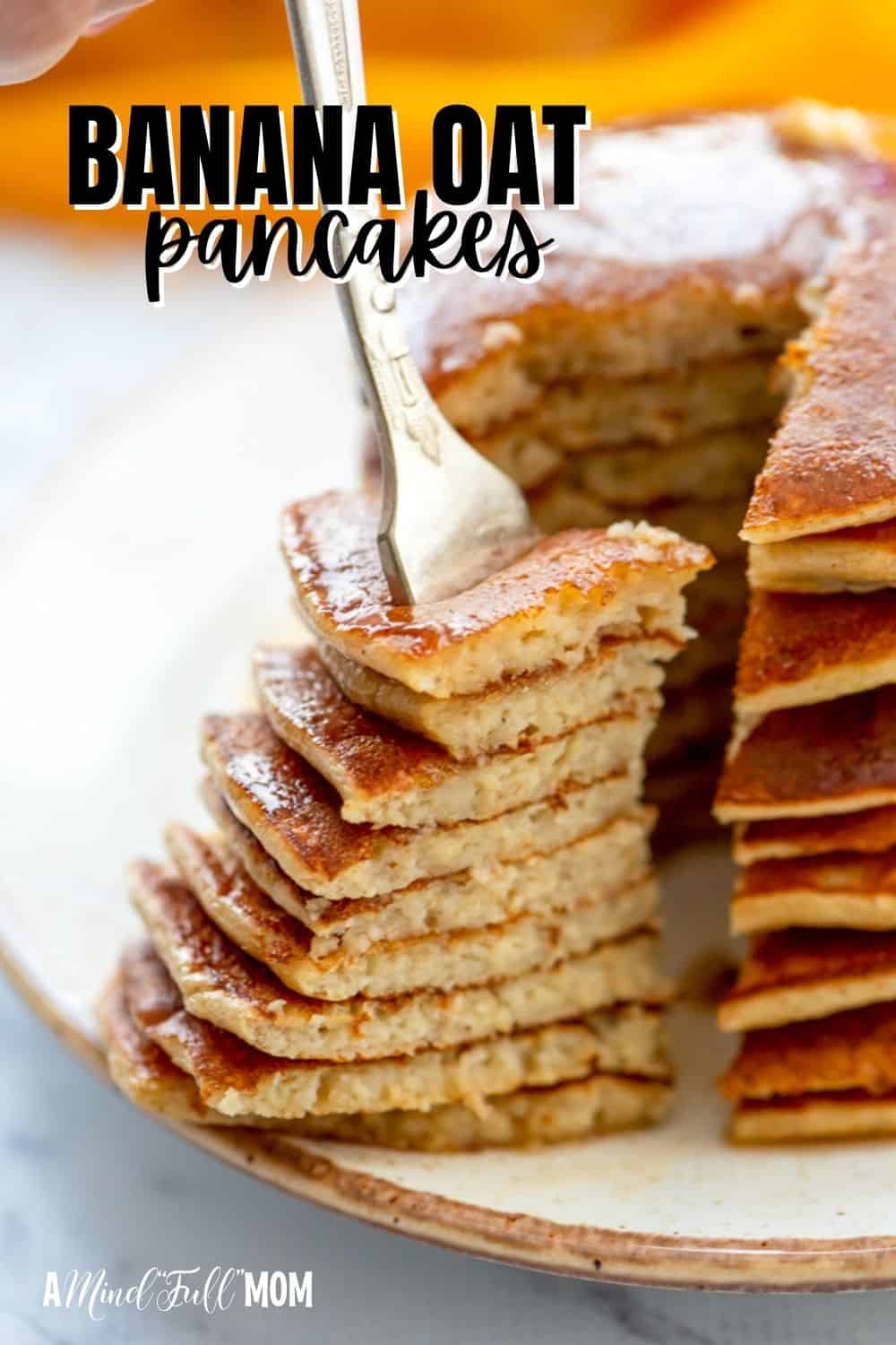 These Healthy Banana Oatmeal Pancakes are easy and delicious! Simple ingredients are blended together to create tender and naturally sweet, gluten-free pancakes.