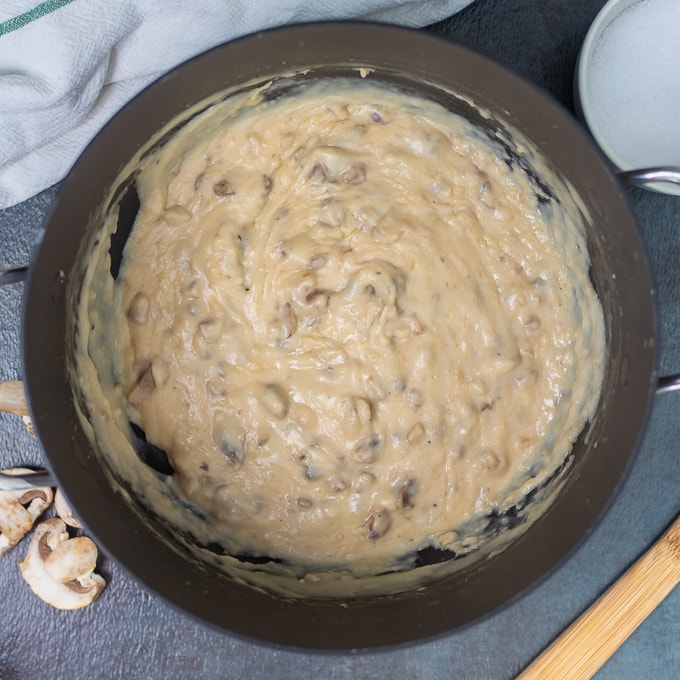 Stock Pan with Cream of Mushroom Soup.