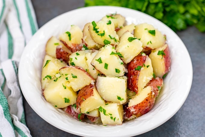 Bowl of Buttered Parsley Potatoes.