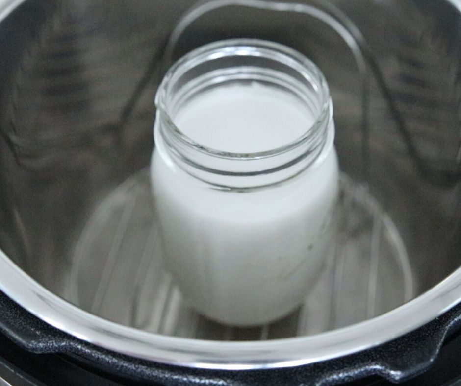 Jar of coconut milk yogurt in instant pot