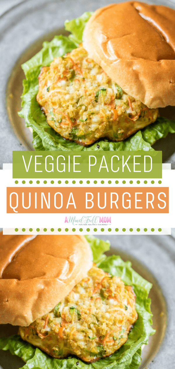 Veggie Packed Quinoa Burgers are a high-protein alternative to a burger! This quick and easy healthy meal is made with quinoa, veggies, and cottage cheese. Have a bite of this gluten-free, family-friendly healthy recipe for lunch!