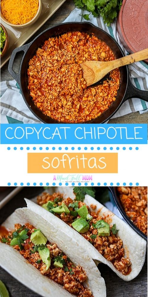 This is is the FASTEST way to make Copycat Chipotle Sofritas! This Mexican Spiced Tofu is vegan, plant based, and perfectly seasoned. Vegan tofu sofritas comes together in just 30 minutes and is delicious served in tacos, burritos, burrito bowls or taco salad. It is a super easy, healthy plant based recipe. 