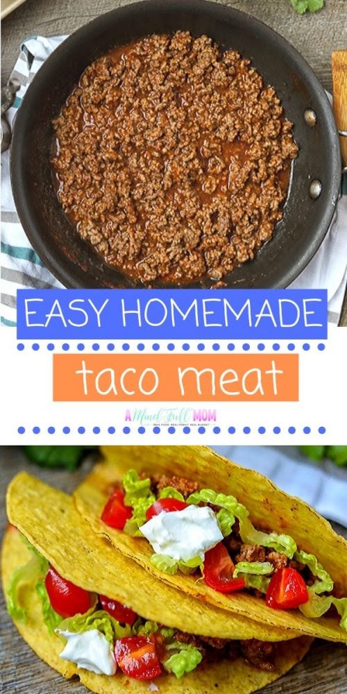 Nothing beats homemade tacos and this recipe for taco meat is just like authentic Mexican restaurants. Perfectly seasoned, perfectly sauced, this taco meat will be a staple for easy weeknight dinners. Perfect for loading up on tacos or using in a variety of other recipes like burritos, taco salad, and taco pizza. 
