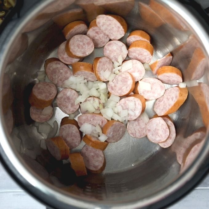 Smoked Sausage sauteing in instant pot