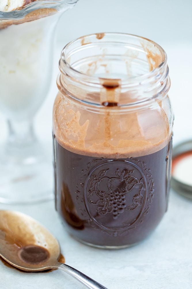 Chocolate Syrup in glass jar