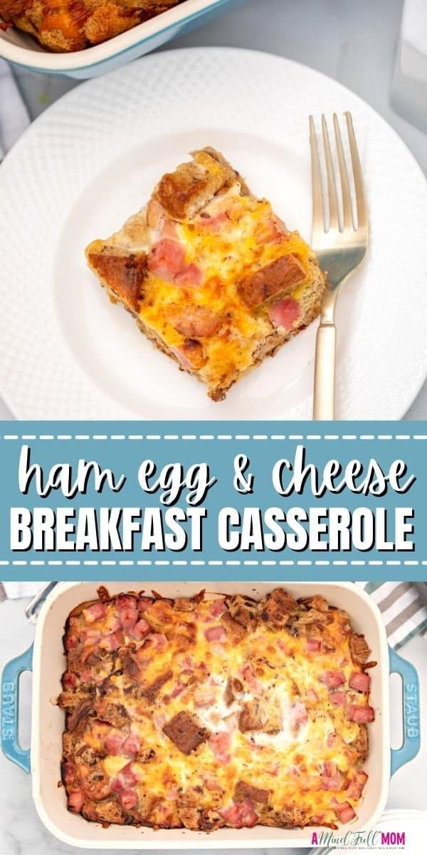 Overnight Ham and Egg Breakfast Casserole is a delicious make-ahead breakfast casserole that features cubed bread, chunks of savory ham, and sharp cheddar cheese, enveloped in a rich egg custard. It is a sweet and savory Ham and Egg Casserole that is the perfect choice for a holiday brunch or a make-ahead family breakfast.  
