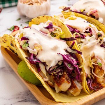 Healthy Fish Tacos on plate