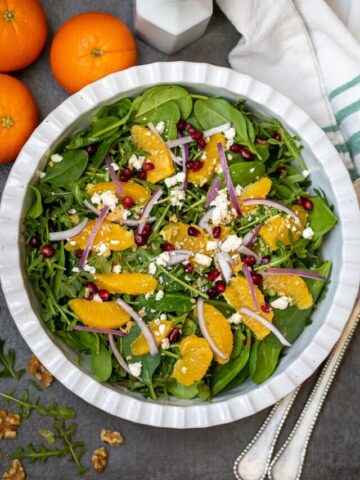 Holiday Salad in white bowl with orange segments