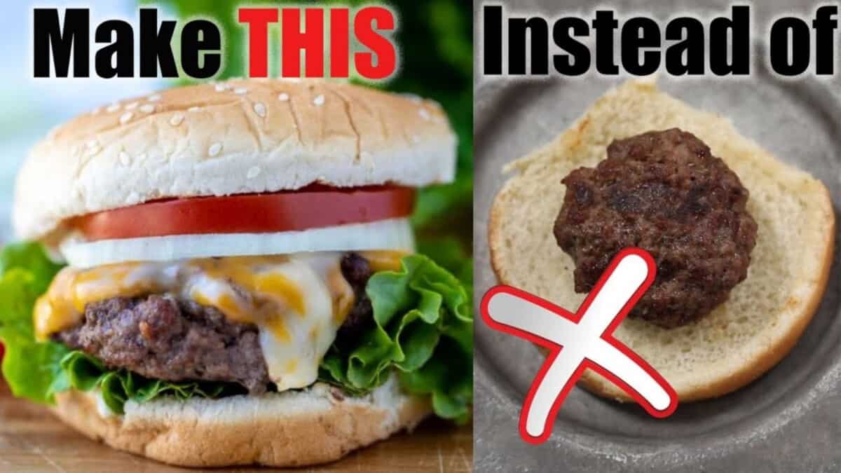 Side by side of good vs ad burger with text that reads make this instead of. 