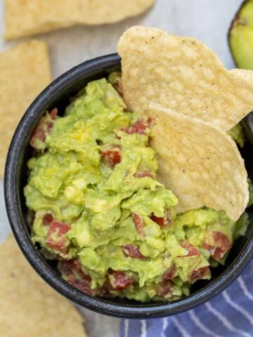 Bowl of Guacamole with chips