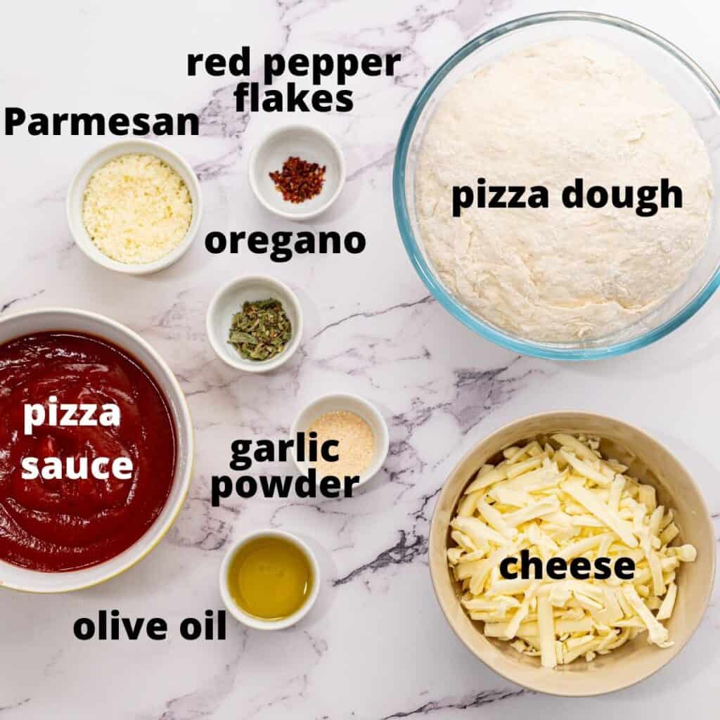 Ingredients for Pizza Bread Labeled