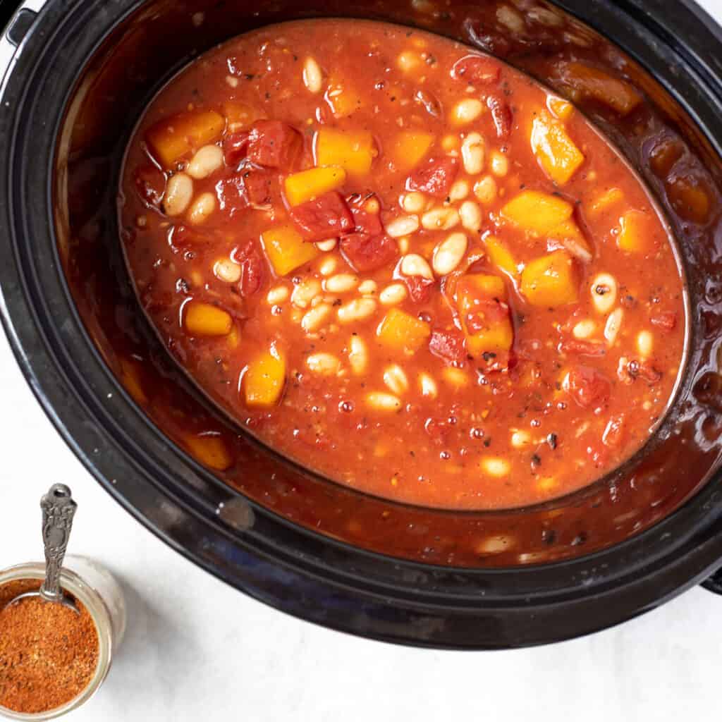 Butternut Squash Chili in slow cooker