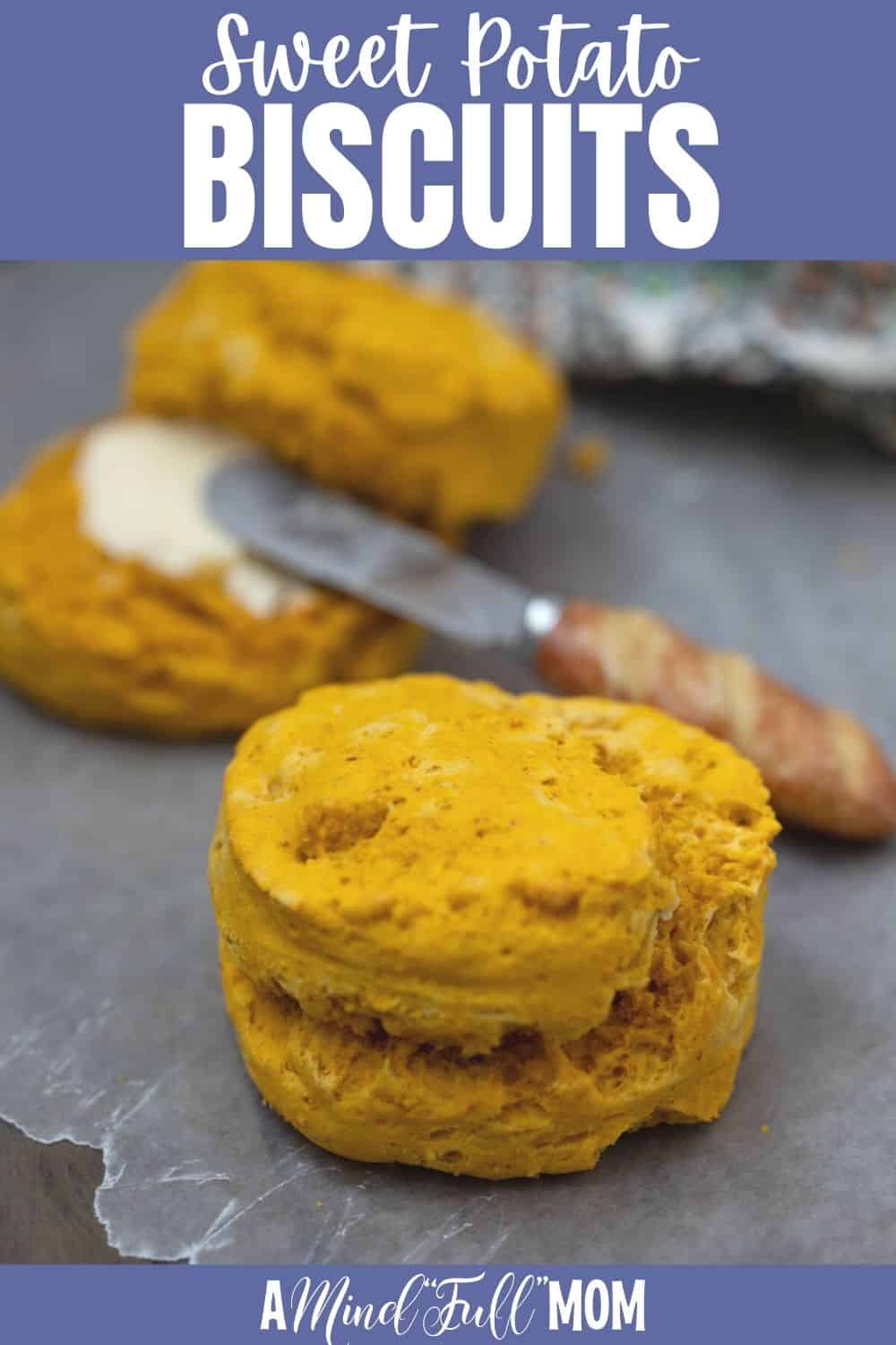 Sweet Potato Biscuits are light and fluffy, yet filled with the subtle flavor and sweetness of sweet potato puree. They are a southern recipe that are perfect to serve plain, as the base of a savory breakfast sandwich, or on the side of a hearty soup.  