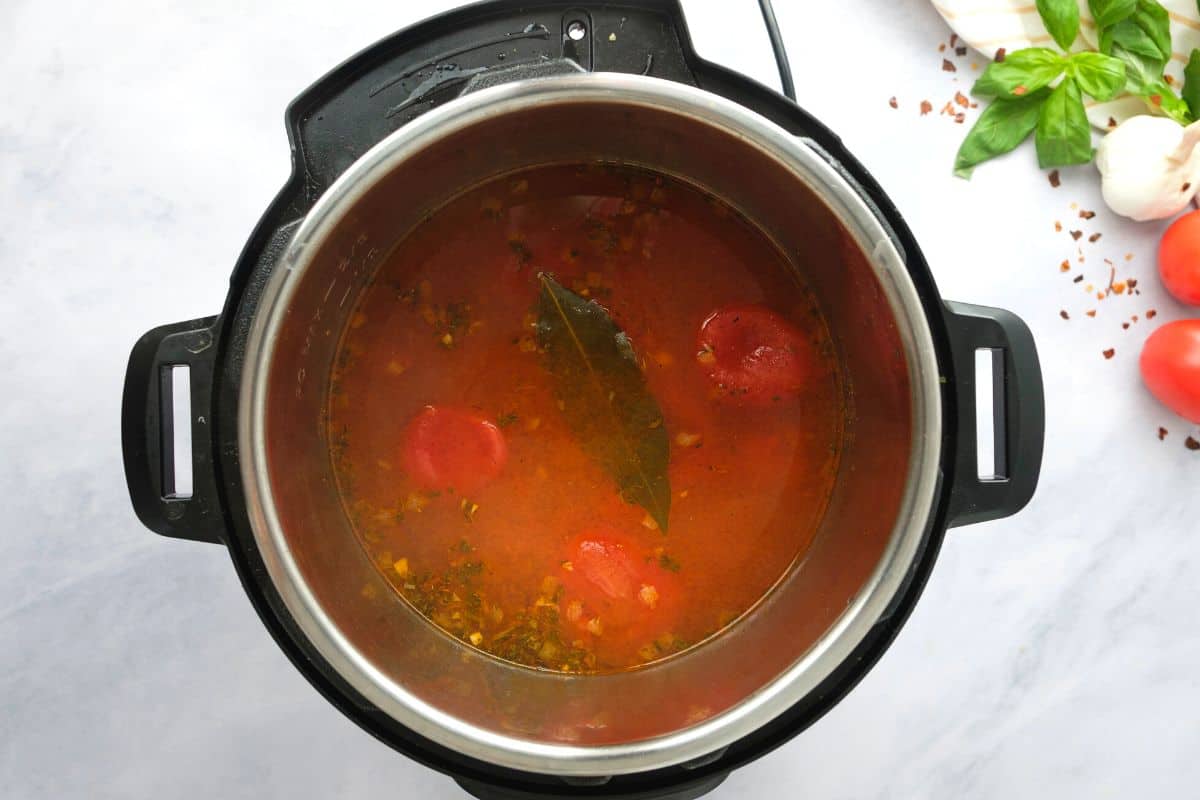 Tomato Soup pressure cooked inside inner pot.