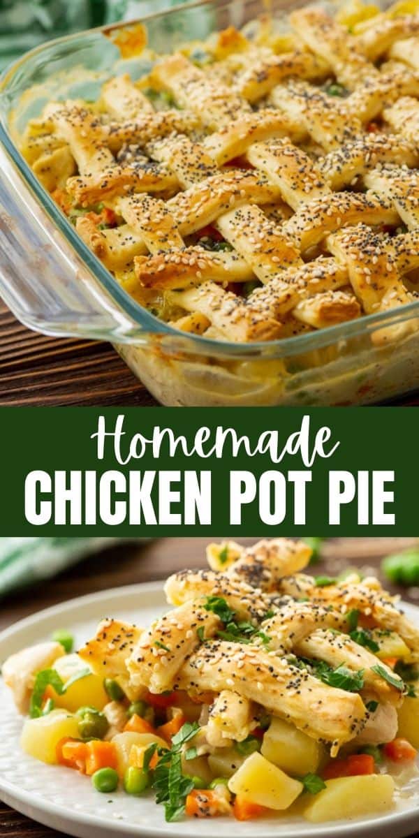 Homemade chicken pot pie is the definition of comfort food recipes! This recipe for Chicken Pot Pie from scratch is the absolute BEST--a generations old recipe that features a from scratch creamy sauce, loads of tender chicken and veggies and a homemade biscuit topping. This is a must make family recipe!