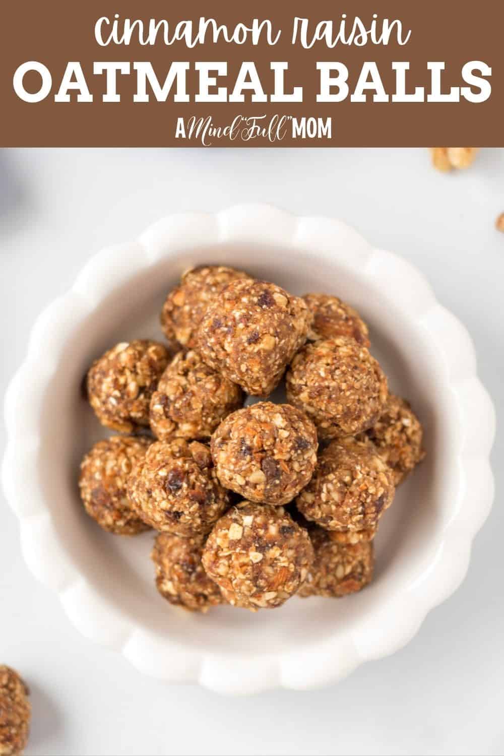 These No-Bake Oatmeal Balls are an easy, healthy, gluten-free treat made with oats, raisins, dates, cinnamon, and nuts.