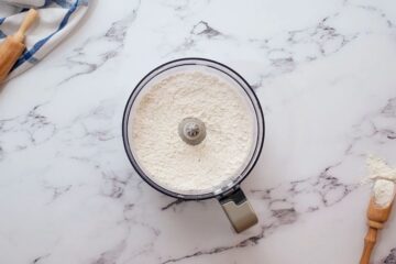 Flour and salt pulsed together in food processor.