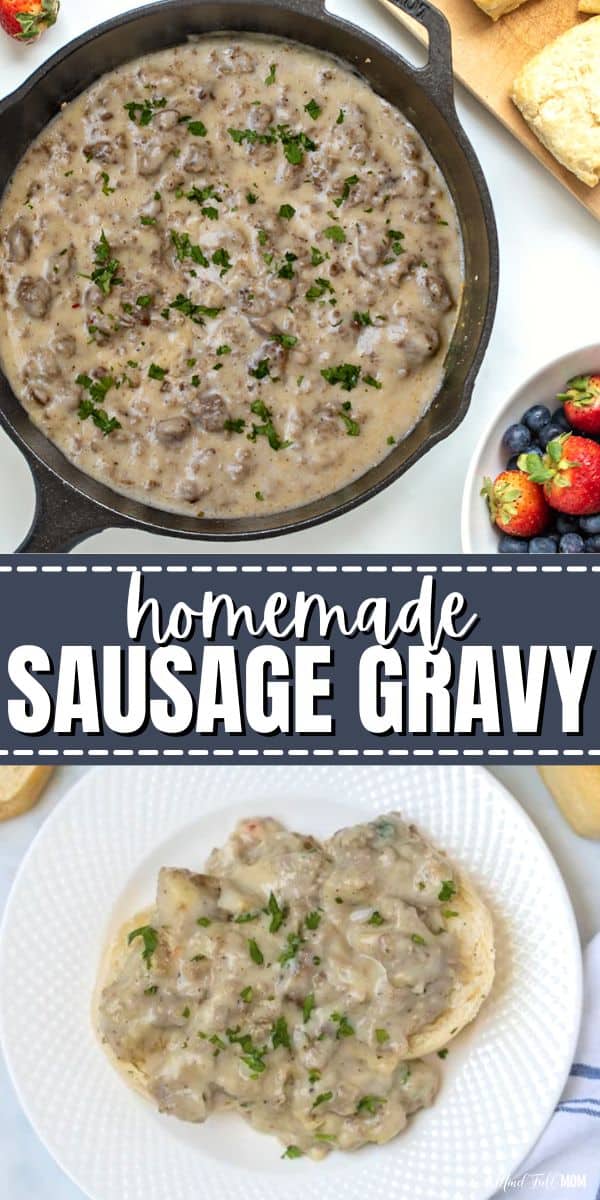 When you are in the mood for hearty, stick-to-your-ribs breakfast, make Homemade Sausage Gravy!  This classic southern breakfast that comes together in under 20 minutes using simple ingredients to create the most delicious, hearty breakfast. 