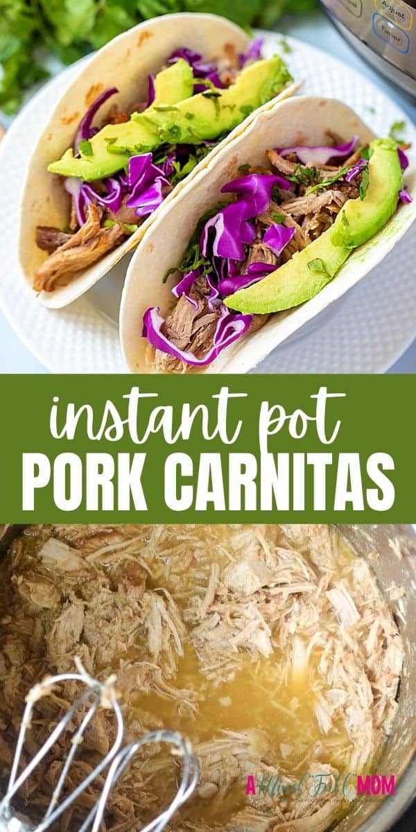 The BEST Instant Pot Carnitas are easy to make at home! Made with the perfect blend of spices and a flavorful cooking liquid, these Carnitas have authentic flavor without much effort. Perfect for pork tacos, burrito bowls, or Mexican Salads. Replicate the authentic flavor of Mexican Carnitas without all the work and without the added lard! Instant Pot Carnitas are just as delicious but SUPER easy to make at home and perfect for parties.