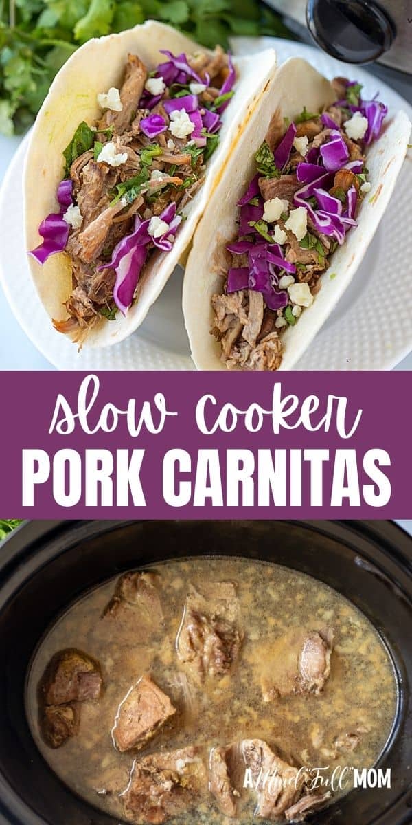 Slow Cooker Carnitas come together effortlessly in the crockpot with only a handful of ingredients, an inexpensive cut of pork, and a flavorful braising liquid.