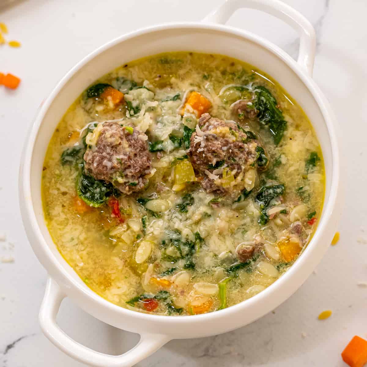 Italian Wedding Soup with Homemade Meatballs