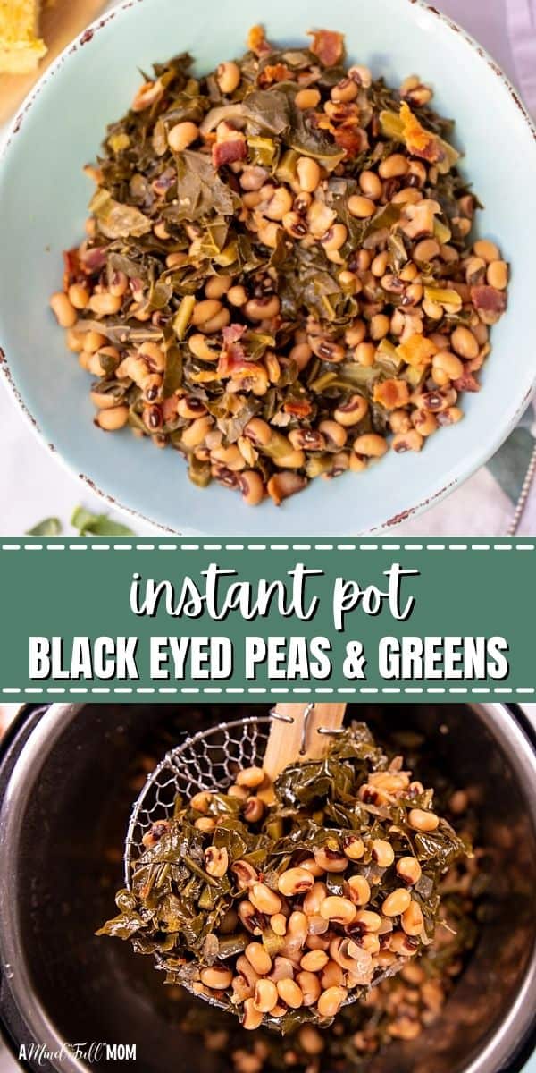 Instant Pot Black Eyed Peas with Collard Greens is a fast and easy way to prepare a classic southern staple! Made with dried black-eyed peas, collard greens, and bacon, everything is braised to perfection in a sweet and tangy liquid. 