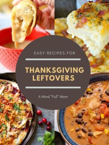 Collage of leftover recipes for thanksgiving with title text overlay.