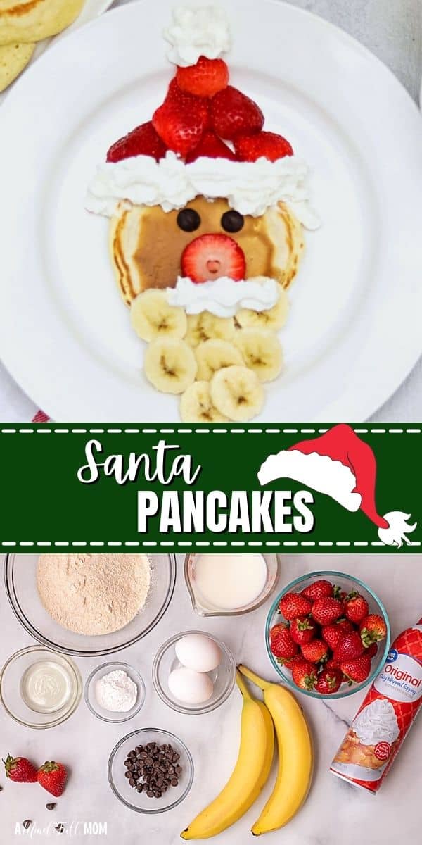 Santa Pancakes are an adorable and easy recipe perfect for Christmas morning or the holiday season.