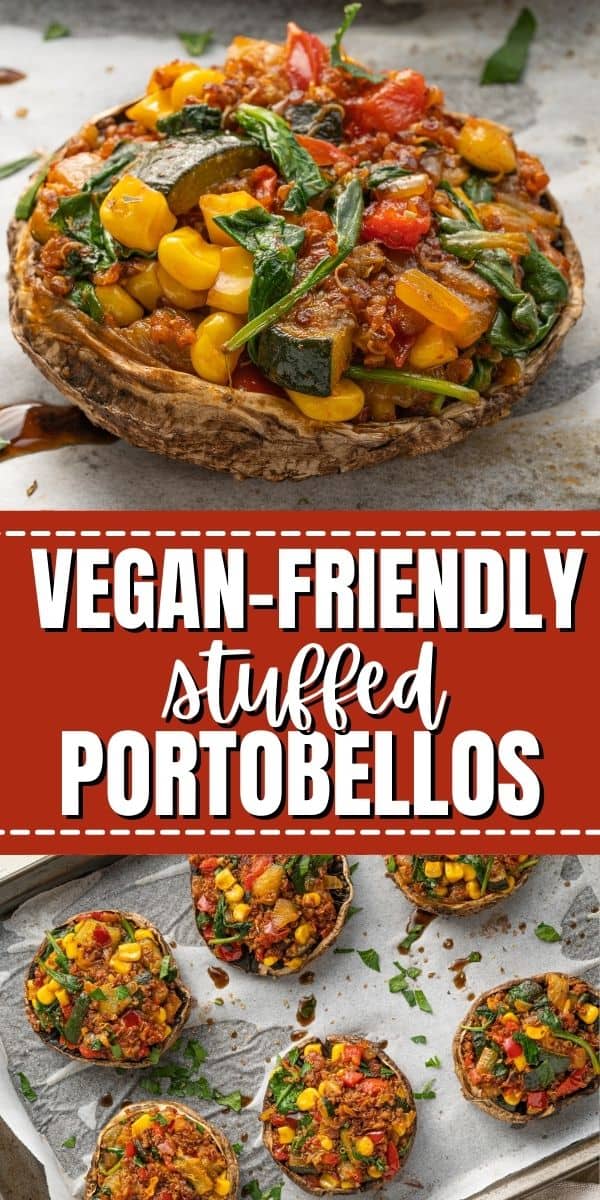 These Vegan-Friendly Stuffed Portobello Mushrooms make a filling meatless entree. Made with meaty portobello mushrooms that are stuffed with a flavorful veggie and quinoa mixture, this simple recipe packs in flavor and nutrients. 
