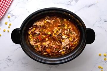 Cooked chicken in crockpot.