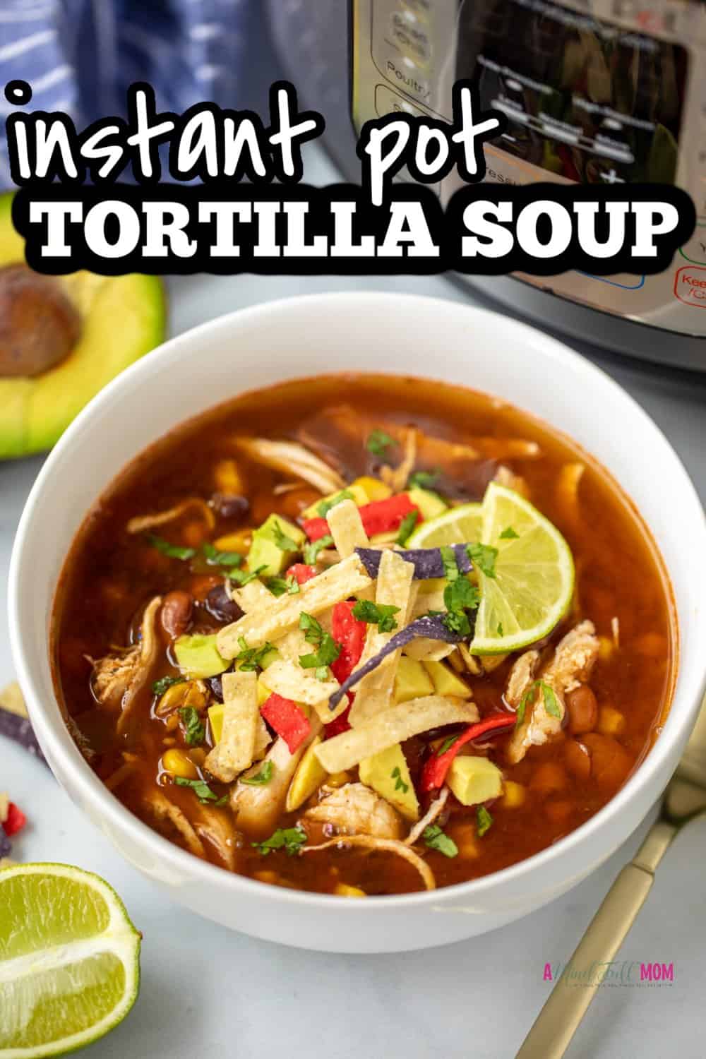 Instant Pot Chicken Tortilla Soup is an easy Instant Pot soup recipe that is loaded with flavor! Made with all the flavors of a classic chicken tortilla soup, this pressure cooker version comes together faster with more intense flavor. When the craving for Tortilla Soup hits, this recipe will satisfy your craving and comes together quickly. It is a healthy instant pot recipe that the entire family enjoys! 