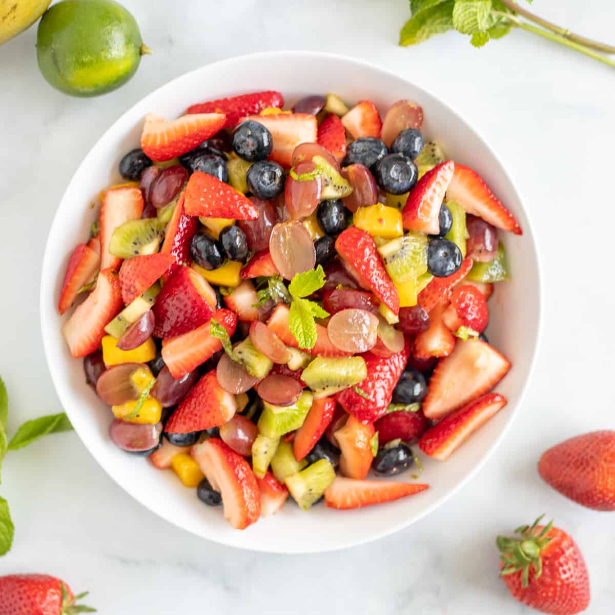The Best Fruit Salad with Honey-Lime Dressing - Just a Taste